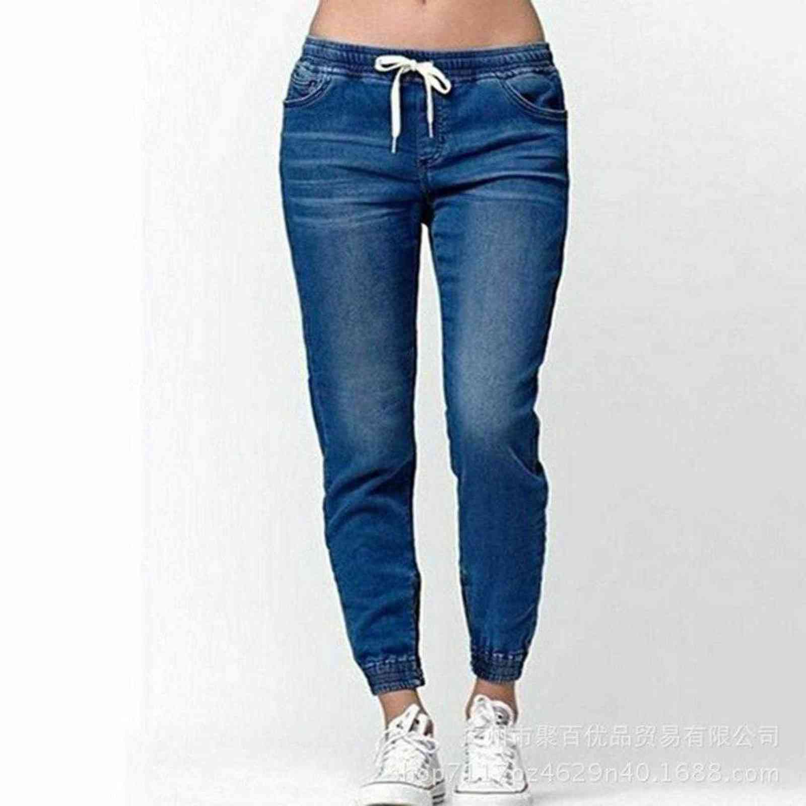 

Casual Jogger Pants 2020 Elastic Sexy Skinny Pencil Jeans For Women Leggings Jeans High Waist Women's Denim Drawstring Pants H1119, Black