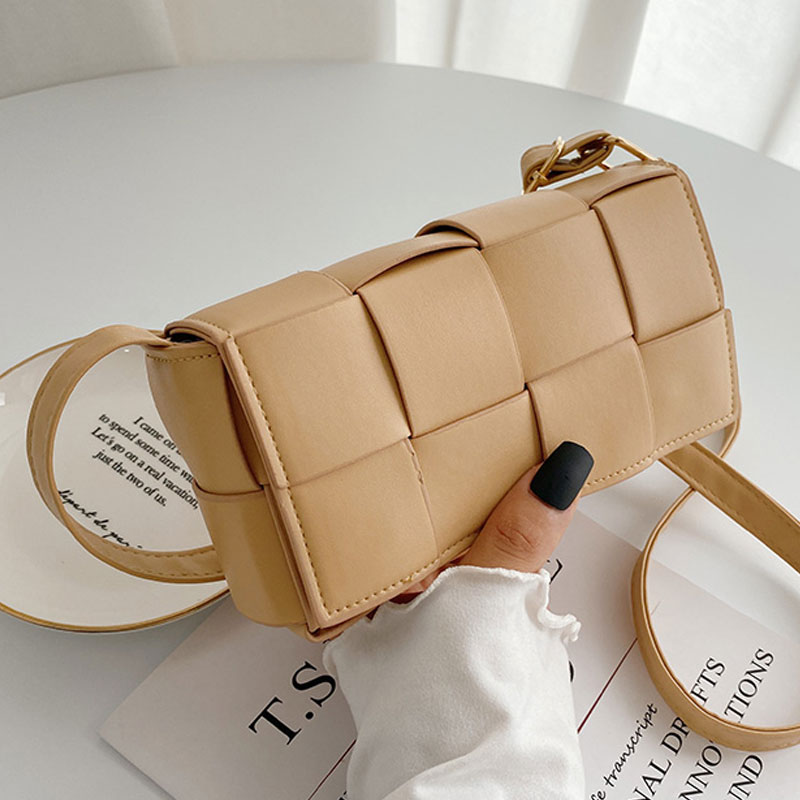 

Women Crossbody Bag Messenger Shoulder Bags Lady Purse Fashion Pu Hasp Crochet Smooth Surface Handbag, Beige