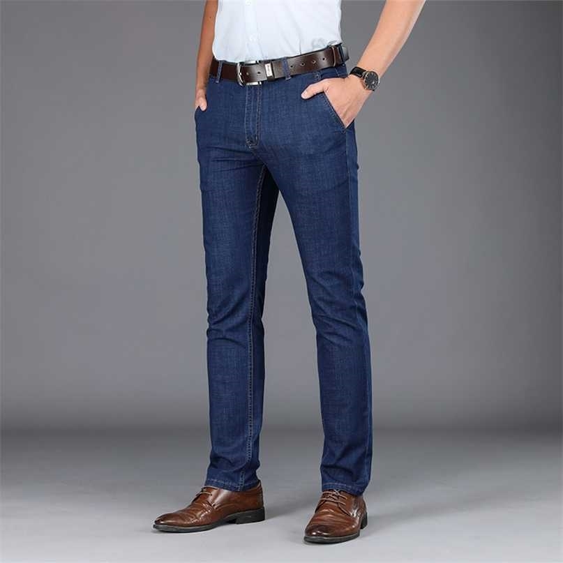 

BROWON Brand Men jeans High Quality Cotton Trousers Mid Straight Regular Full length Large Big size 29-42 Jeans Pants 211108, Black