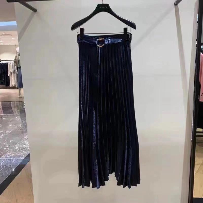 

Skirts Women Skirt 2021 Autumn And Winter Solid Pleated Midi, Blue