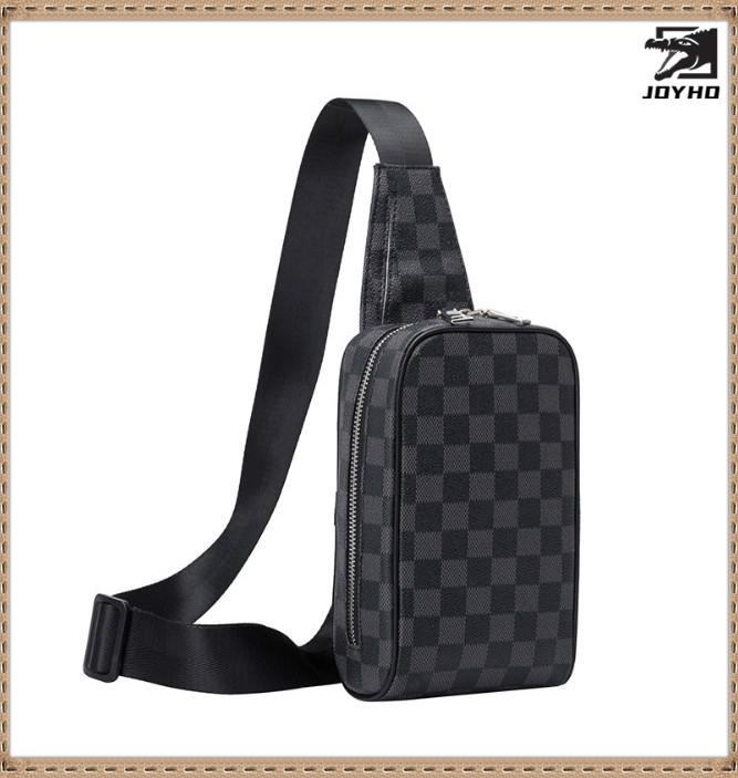 

Chest Bag For Women Plaid Style PU Leather Vintage Crossbody Shoulder Travel Sling Male Casual Pack Waist Bags