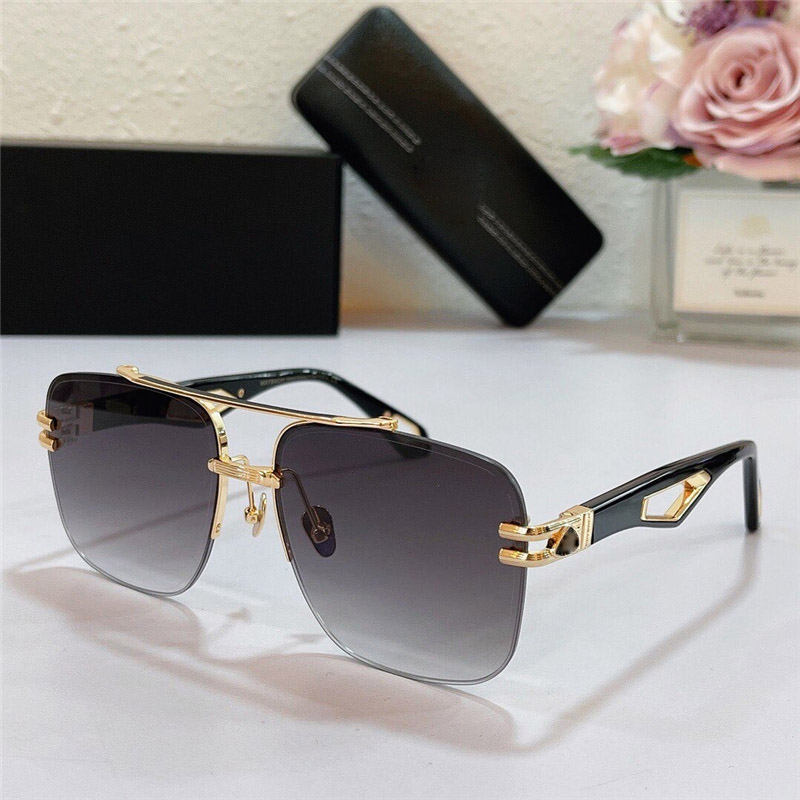 

2021 fashion Vintage men designer sunglasses THE BLAK I Metal square shape Rimless glasses leisure business style top quality UV Protection with leather box