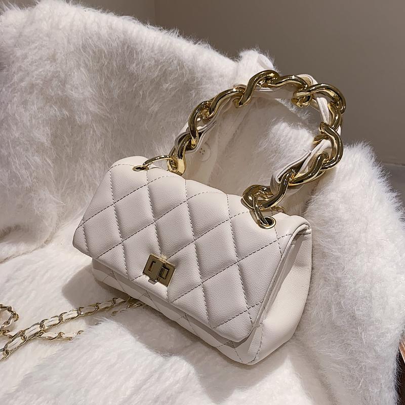 

Evening Bags Lattice Flap Tote Bag 2021 High-quality PU Leather Women's Designer Handbag Shoulder Messenger Phone Purses
