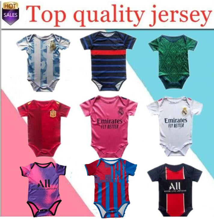 

The latest Spain Argentina baby jersey 2021 Real Madrid baby football jersey 2020-2021 6-18 baby girl months soccer shirt, Black;yellow