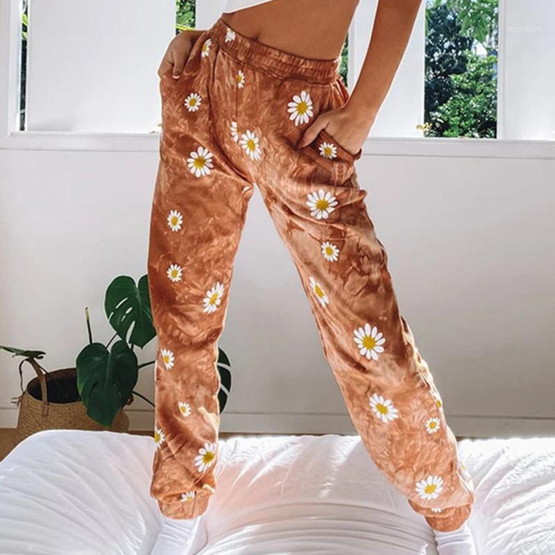 

Women's Pants & Capris LASPERAL Women Joggers Small Daisy Casual Mid Elastic Waist Tie Dye Printed Loose Trousers Harajuku Sports, Black;white