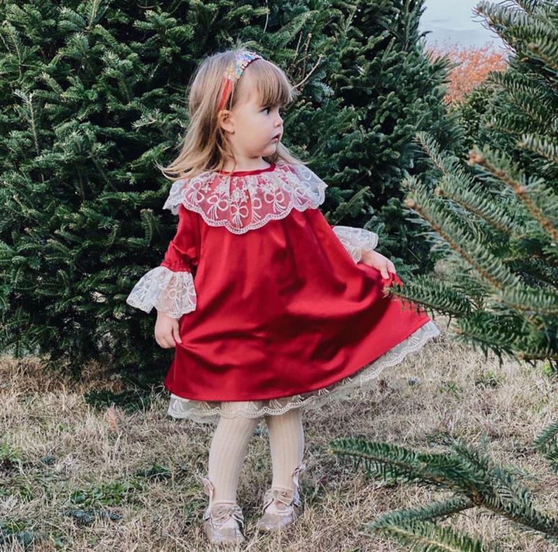 

Girls' dresses Kids Vintage Clothes Infant Boutique Red Veet es for Baby Girls Christmas New Year Children Spain Outfits