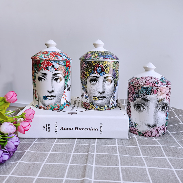

Vintage Design Face Scented Candle Holders Home Living Room Decoration Art Crafts Ceramic Jar Jewelry Storage Cup