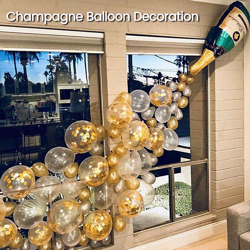 Champagne bottle aluminum membrane balloon set, wedding party decoration balloon large bottle-image-670817779