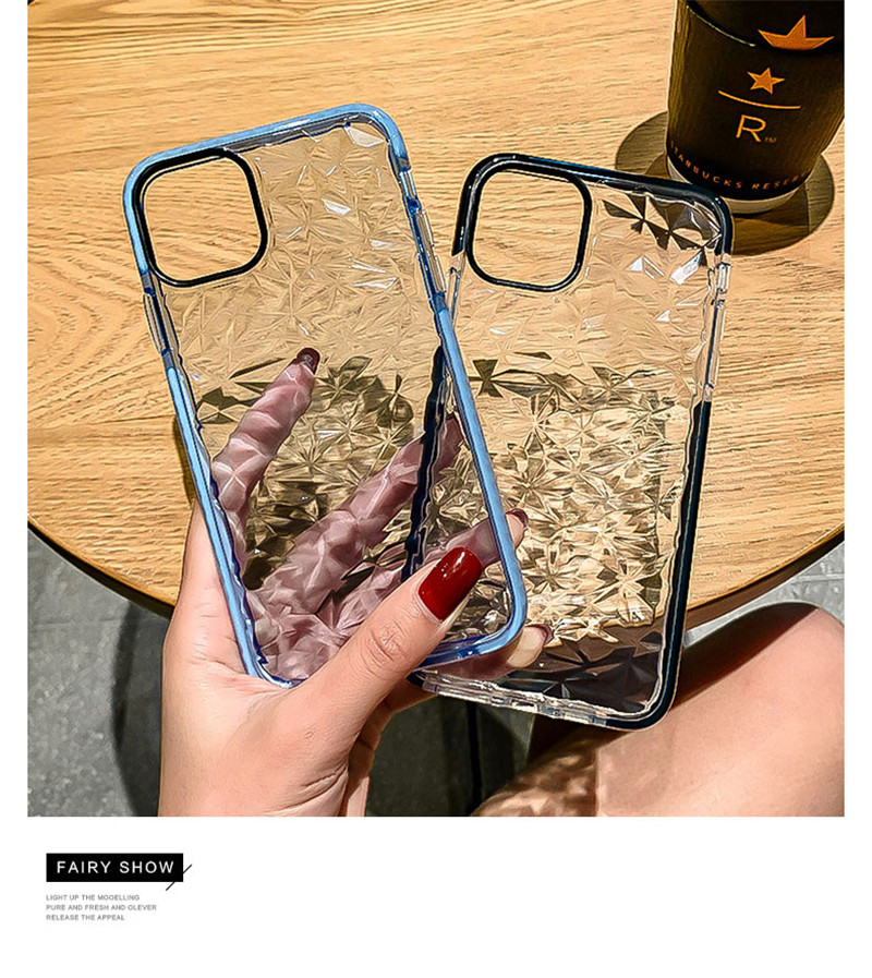 

Diamond Texture Transparent Soft Phone Cases For iPhone 12 11 Pro Max Mini XR XS X 7 8 Plus SE 2 Silicone Shockproof Clear Cover, Customize