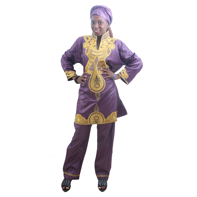 

2021women african clothing 3 piece set ankara robe african with pants suit women gele headtie 2021 new dashiki africa clothes, Red