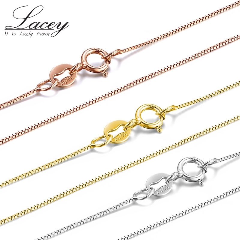 

Real 18K Chain 18 Inches Au750 Thin For Women ,White Yellow Gold Necklace Jewelry