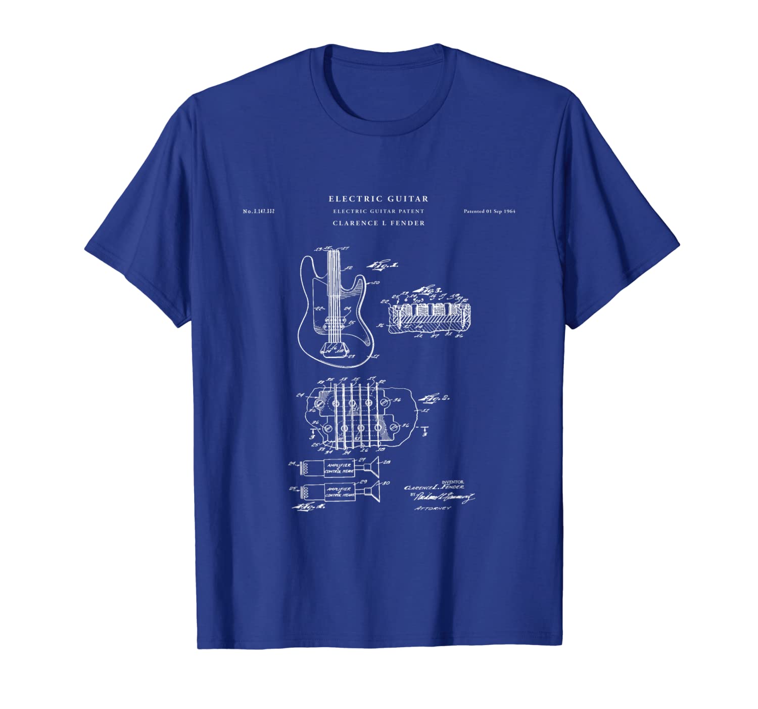 

electic guitar patent t-shirt - music lover tee, White;black