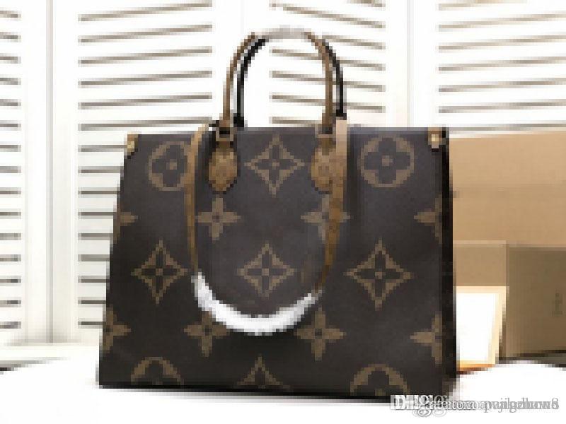 

Best Quality Genuine Leather Onthego GM Tote hand Bag reverse Brown Size:34 x 26 x15cm Size:42-34-19cm