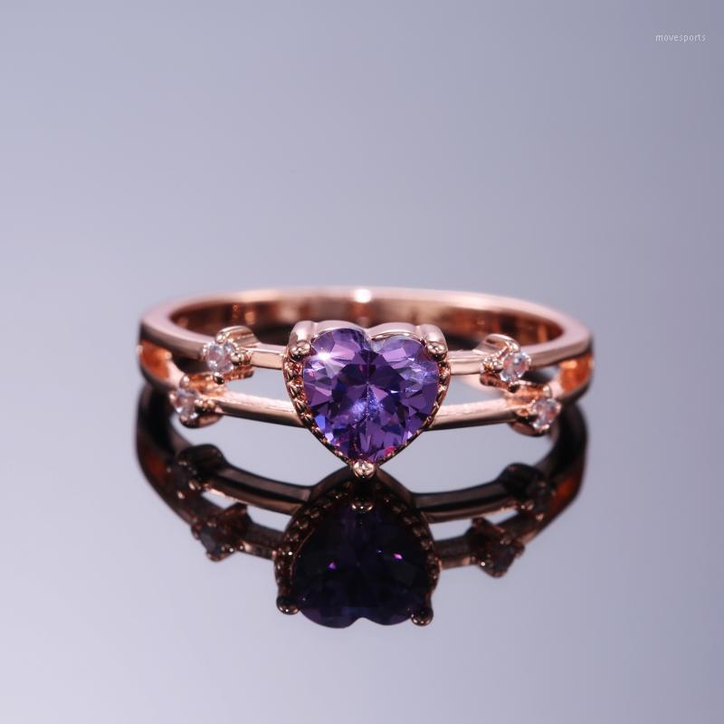 

Wedding Rings CAOSHI Romantic Heart-Shaped Purple Cubic Zircon Ring For Women Exquisite Engagement Elegant Lady High Quality1
