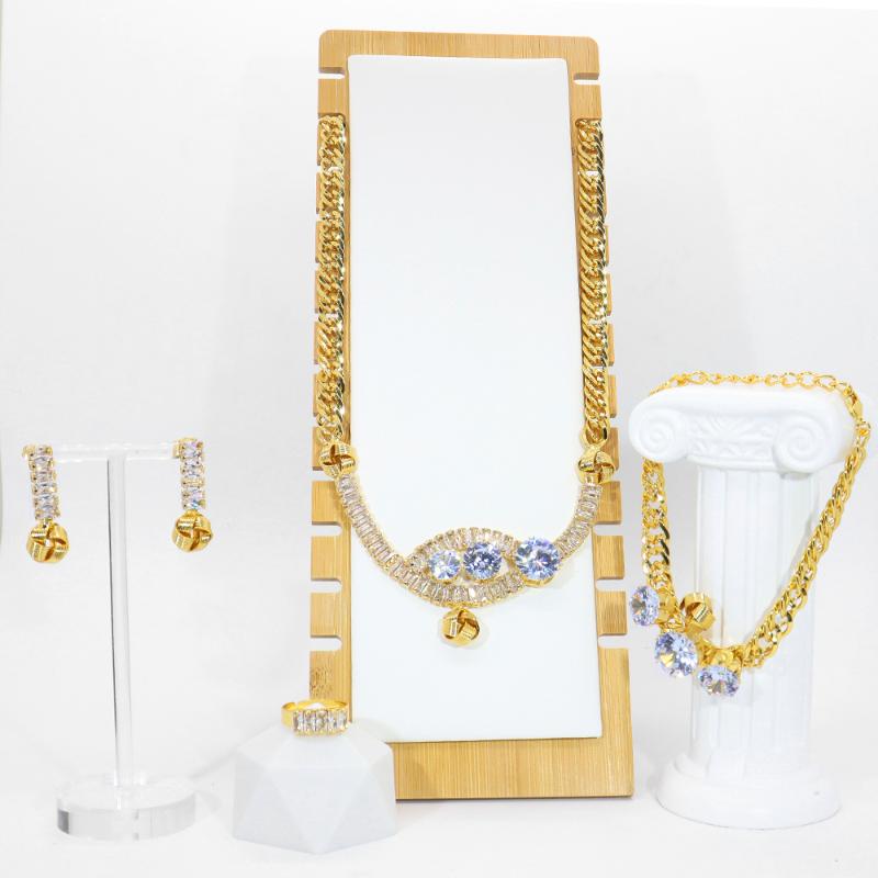 

Earrings & Necklace 5Pcs/Set Bridal Wedding Gold Jewelry Sets For Women Cubic Zircon Crystal Pendant Choker Bracelet Christmas Gifts, Silver
