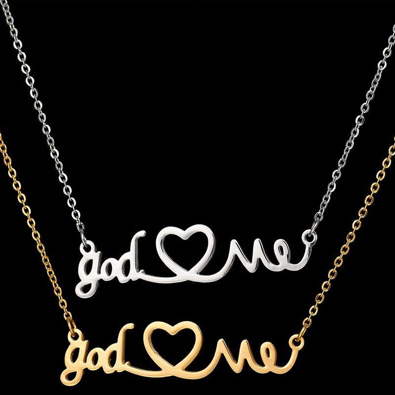 

Letter Necklace Women Stainless Steel Gold Chain Statement Heart Name Gift Punk Jewelry On The Neck Chains
