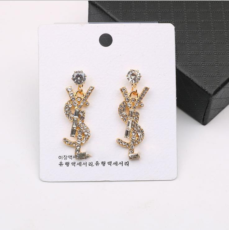 

New full diamond letter earrings with super flash crystal fashion