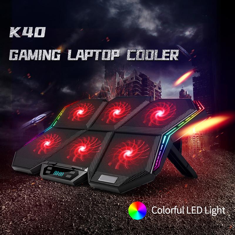 

Kokohili Gaming RGB Laptop Cooler 12-17 Inch Led Screen Cooling Pad Notebook Stand With Six Fan And 2 USB Ports Pads