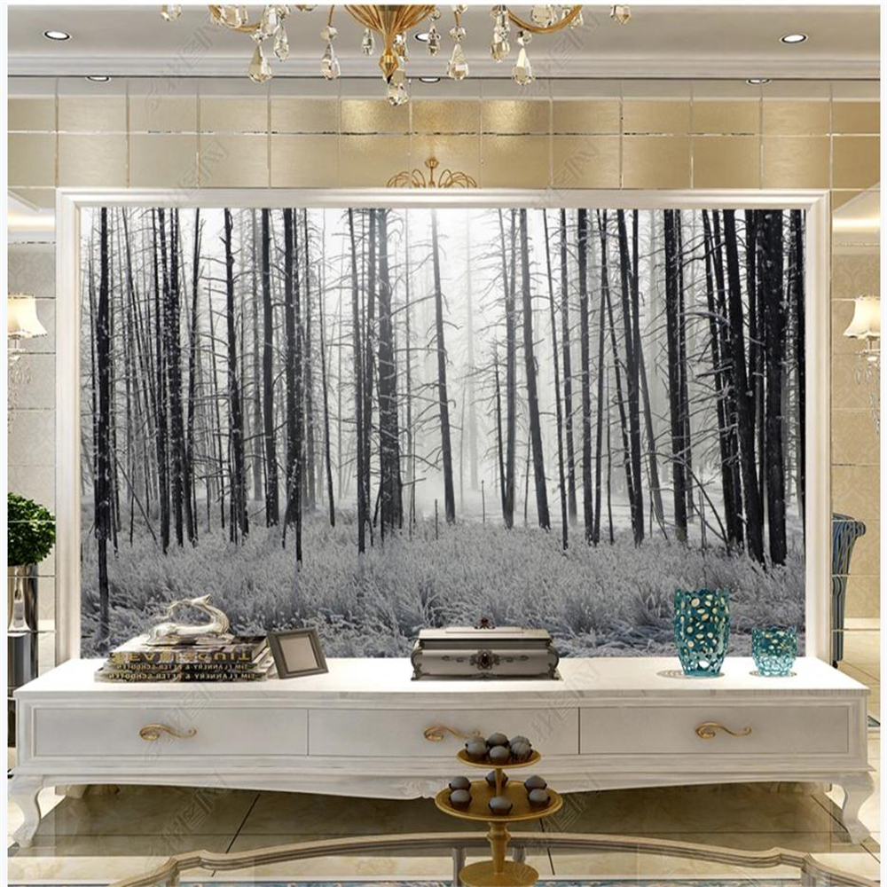 

Custom grey forest wallpapers 3d murals wallpaper for living room 3d landscape wallpaper
