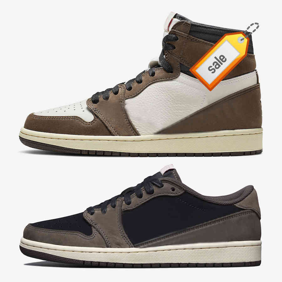 

New 1s Travis Scott Designer Scotting 1 Low High Og Sp Dark Mocha Trainer Kicks Women Men Basketball Shoes Sports Trainers Sneakers 36 -47