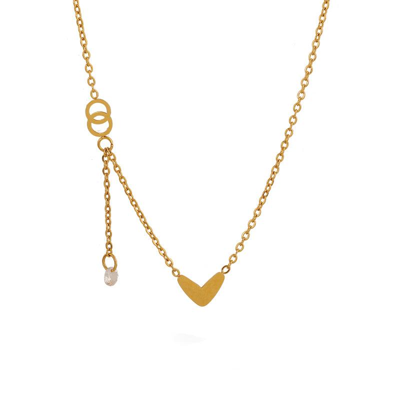 

Pendant Necklaces 2021 Trendy Tassel Heart Necklace For Women Gold Stainless Steel Zircon Female Clavicle Chains Jewelry Gift