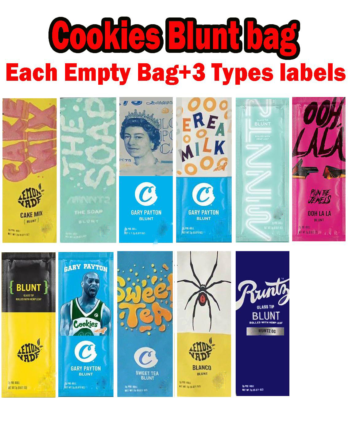 

Empty Cookies 2g Blunt Bag Tube Packaging Ooh lala Cookies Lemonade Blunt Indoor Flower Prerolls