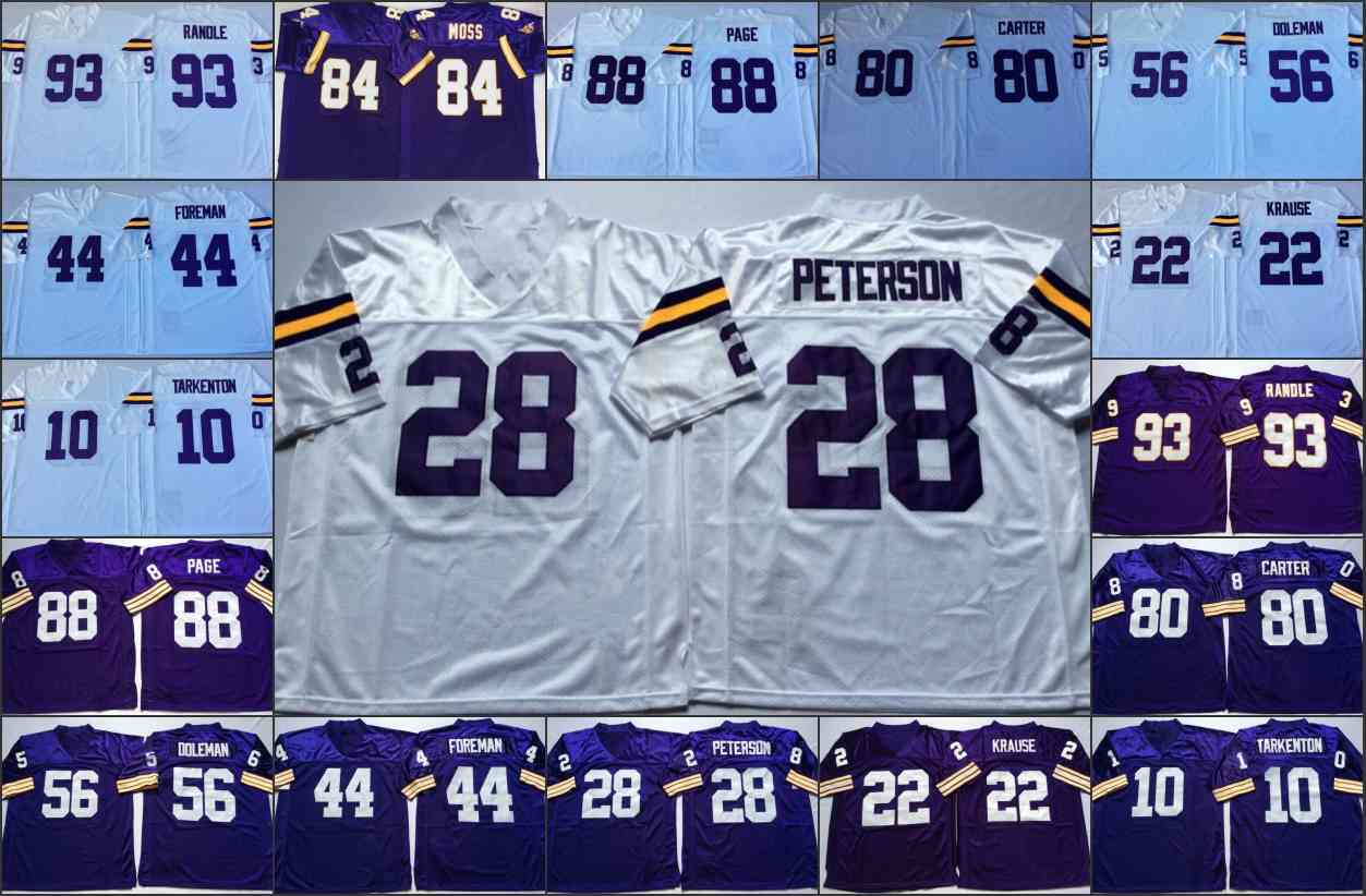 

Ncaa vintage Football stitched mens Jerseys John Randle Fran Tarkenton Adrian Peterson 44 Chuck Foreman 56 Chris Doleman 80 Cris Carter, Black