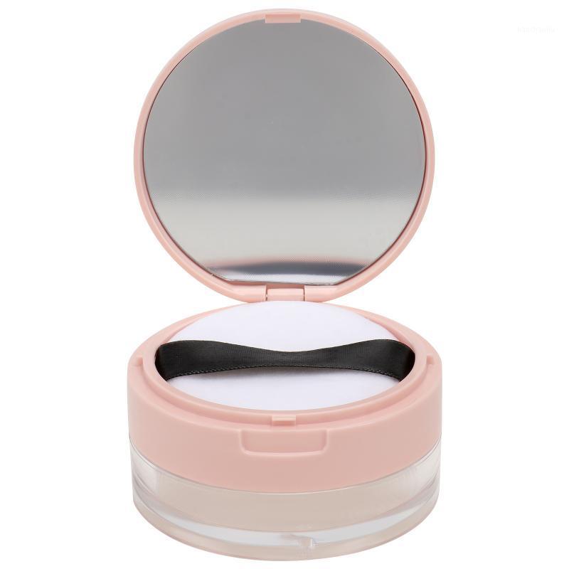 

Storage Bottles & Jars Portable Empty Loose Powder Box Mirror Container Elastic Plastic Little Mesh Makeup Case With Puff