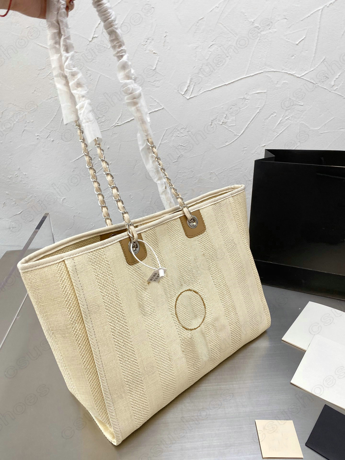 

Denim Straw Lurex Deauville Tote Chain Shoulder Bags 20ss Summer Womens Designers Cross Body Raffia Calfskin Striped Canvas Handle Bag 1038390