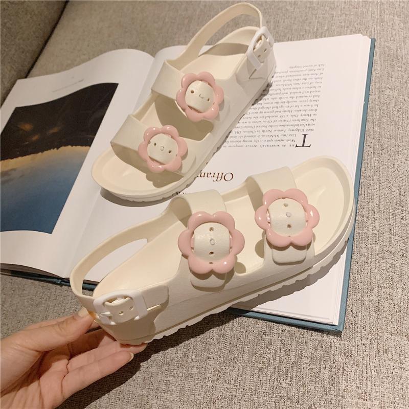 

Sandals Women's 2021 Kawaii Summer Lolita Shoe Korean Leisure Fashion Lady Flip-Flops Casual Flat Beach Slippers Harajuku Sandal, Black