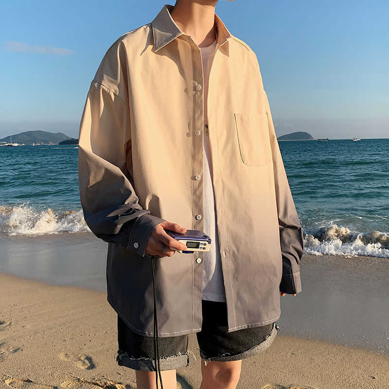 

Privathinker Men's Long Sleeve Shirts Fashion Blouses Turn-down Collar Spring Woman Casual Oversize Tops 210721, Khaki