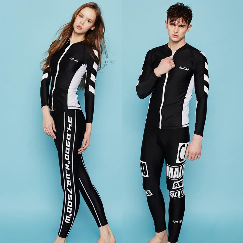 

Swimsuit Swim Women Bathing Clothes Surf Korean Suit For Long Sleeve Female Pants Male Surfsuit Couple Solid Lycra Sierra Surfer One-Piece S