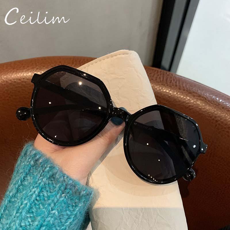 

Sunglasses Vintage Oversize For Women Designer Square Frame Round Sun Glasses Black Fashion Female Oculos