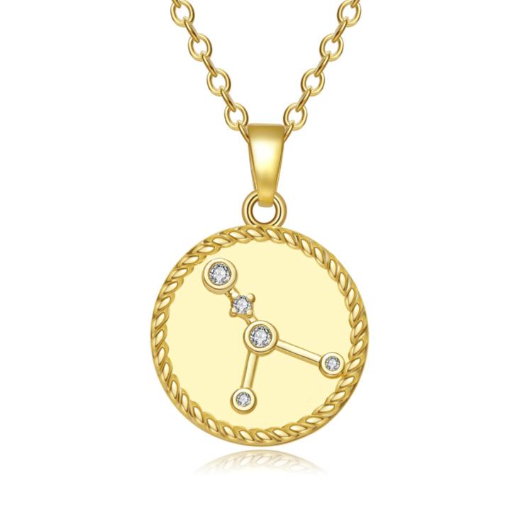 

Pendant Necklaces Zodiac Guardian Necklace, Female Simple Fashion Zircon With Diamond Collarbone Chain Party Jewelry, Silver