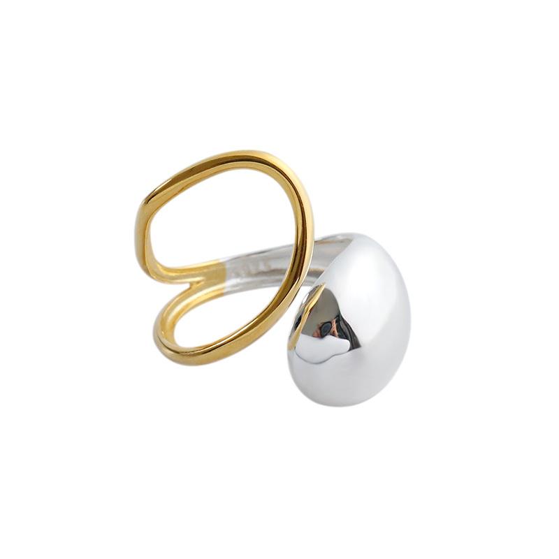 

Cluster Rings TWO-Tone Authentic 925 Sterling Silver White&gold Rows Cross &Waterdrop Tears Ring Adjust Jewelry TLJ1224, Golden;silver