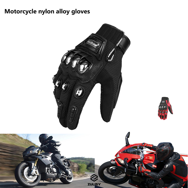 

Motorcycle Non-slip Gloves Alloy Steel Hard Knuckle Nylon Breathable for Comfortable Motocross Bicycle Power Sport Racing Bike Race