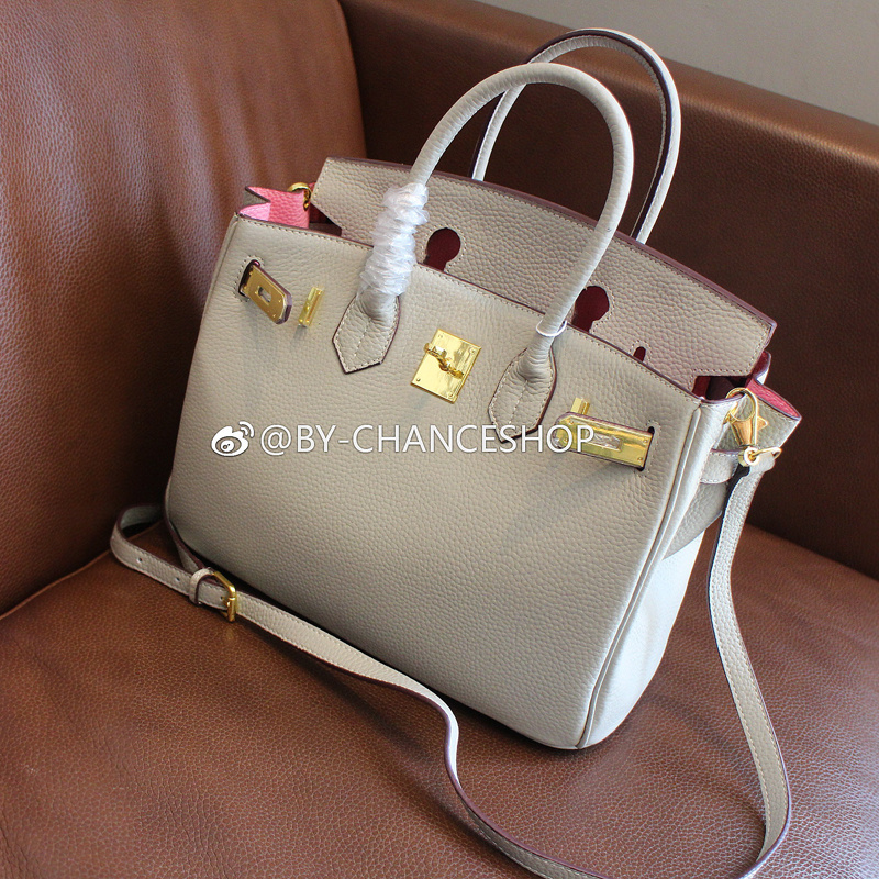 

2021 New Lychee Pattern First Layer Cowhide Birkin Bag Genuine Leather Womens Bag Shoulder Messenger Bag Inner Stitching Contrast-Color Birk