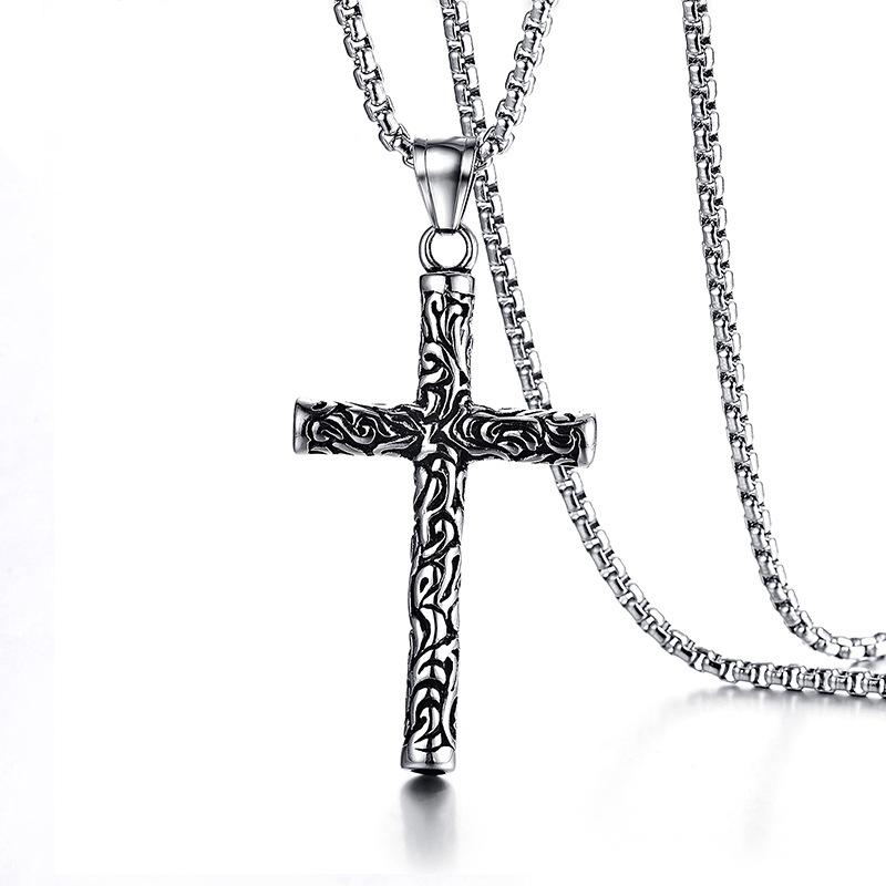 

Pendant Necklaces Punk Vintage Stainless Steel Cross For Men Jewelry Drop, Silver