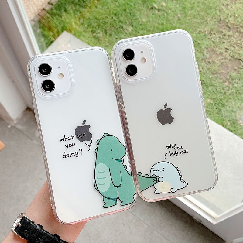 

Cute Cartoon Dinosaur Shockproof Phone Cases Couples Soft Silicone Cover For iphone 7 8 Plus 11 12 Pro XS Max XR, #1