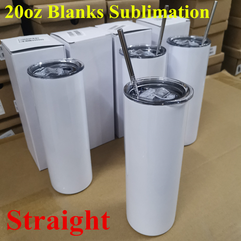 

20oz Sublimation Straight Tumbler Cups Skinny Set Stainless Steel Insulated Travel Office Tumbler with Closed Lid Straw Slim Water Cup for Party Gifts