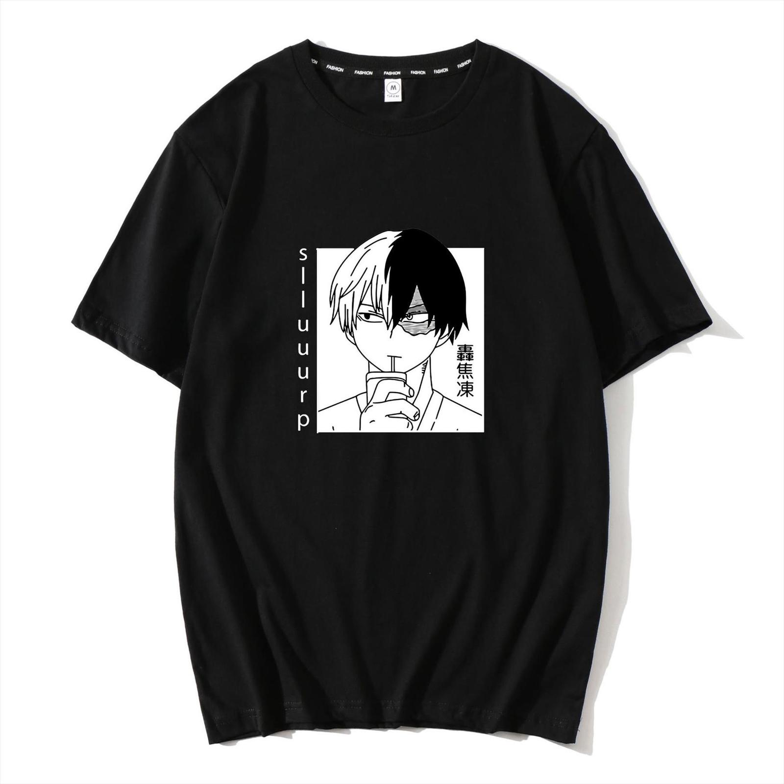 

todoroki s my hero academia men boku no japanese anime cotton tee shirt short sleeve, White;black