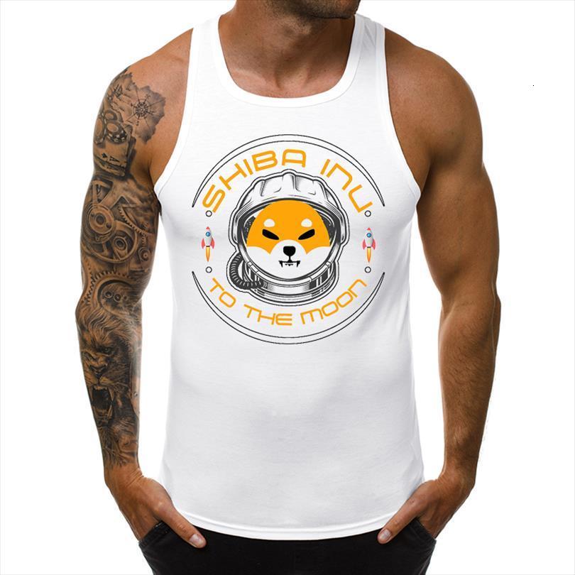 

shiba inu to the moon men tank funny army printed sleeveless garment singlet casual clothing doge killer cool vest, White;black