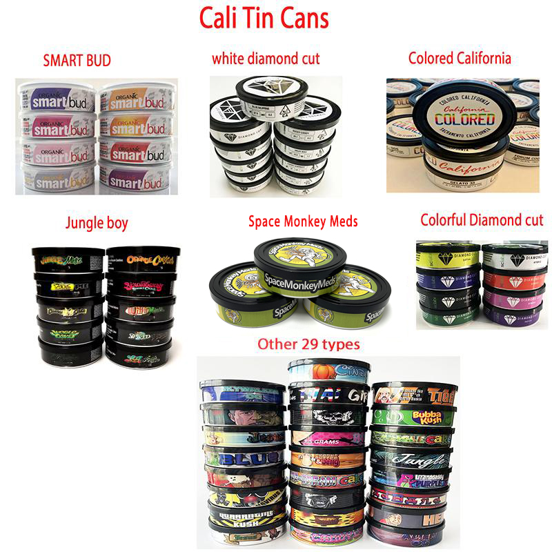 

3.5G 100ML Cali Presstin Cans Empty Tuna Can bottle SMART BUD JUGNLE BOY Dry herb flower Candy Gummi Tubes Container 73*23mm