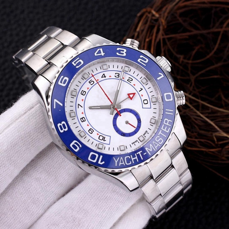 

Men's watch master wholesale and retail stainless steel case folding ceramic beacons sapphire glass four needle timing double