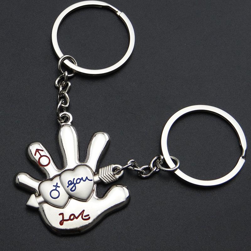 

Keychains 2pcs/lot Couples Boyfriend Girlfriend Jewelry Key Chain Heart Ring Silvery Lover Souvenirs Valentine's Day Gift