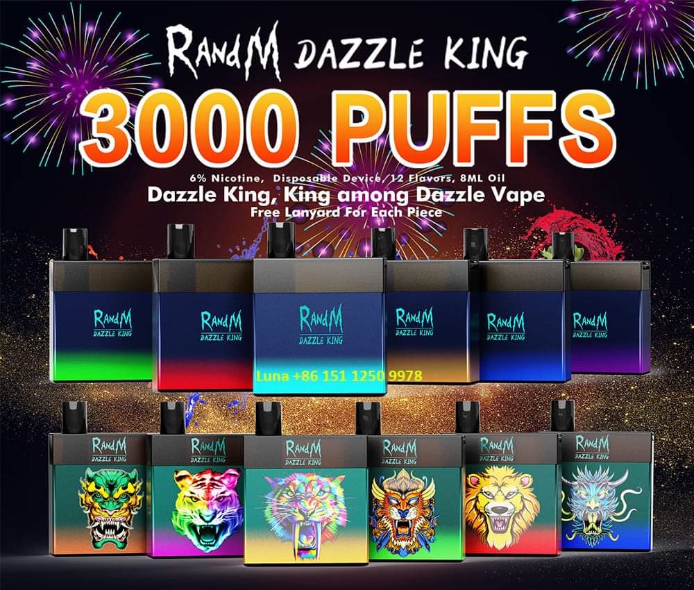 

Authentic Randm Dazzle King Disposable E Cigarette Pod Device Kit 1100mAh Battery 3000 Puffs Prefilled 8ml Cartridge Rechargeable Vape Pen G