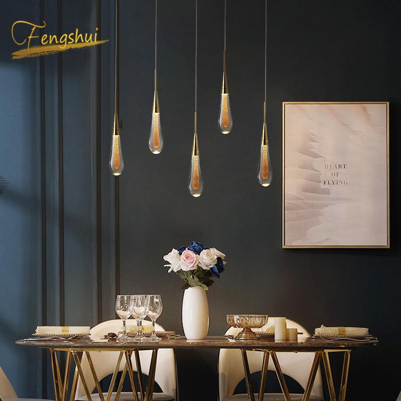 

Modern Gold Glass Pendant Lights Ligthing LOFT Staircase Living Room LED Lamp El Hall Villa Home Decor Hanging Lamps