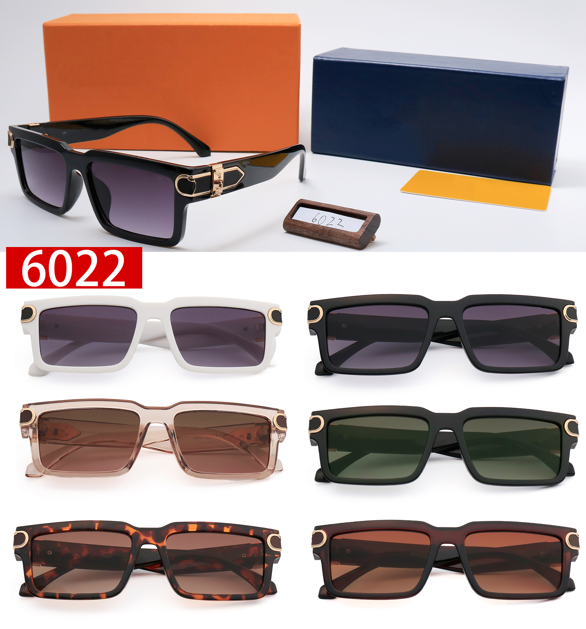 

Men designer sunglasses mens sunglass for women eyeglass L luxury brand eyeglasses anti UV high quality Fashion style Square frame 6022 mode, White;black