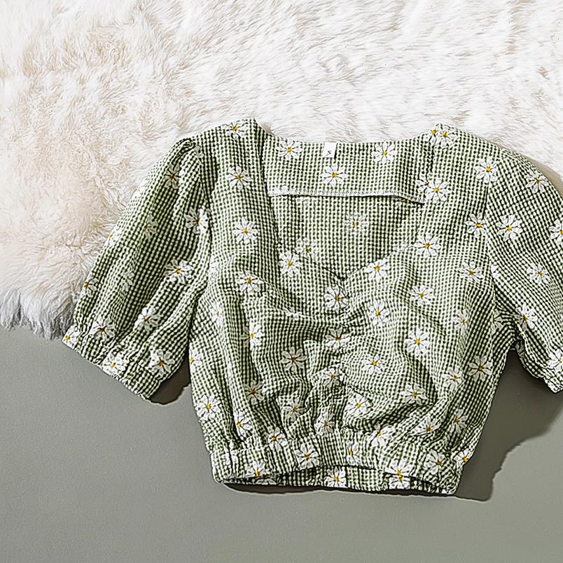 

women blouse blouses good quality sunflower short woman shirt stylish sleeve crop sale korean flower shirts for, White