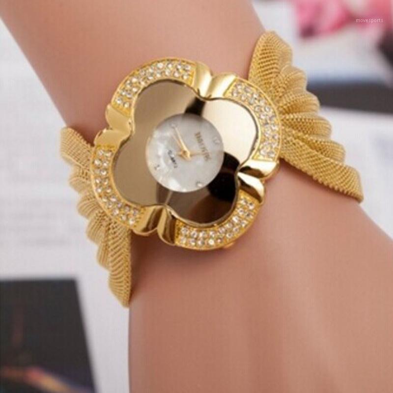 

Wristwatches Lady Diamond Bracelet Watch Fabulous Mirror Luxury Quartz Drop A4, Gold